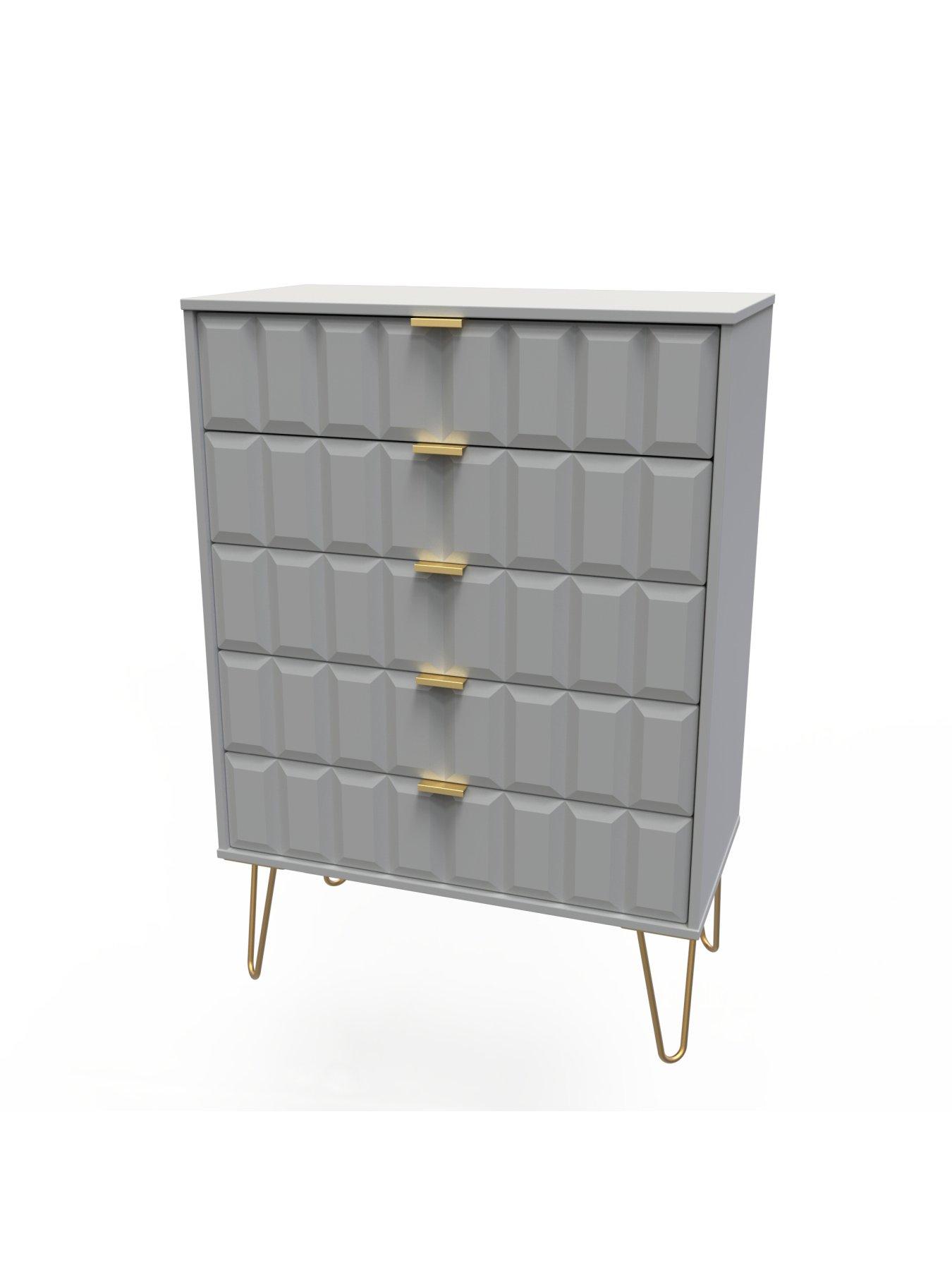 Image 5 of 8 of SWIFT Cube 3 Piece Ready Assembled&nbsp;Package&nbsp;- 5 Drawer Chest and 2&nbsp;Bedside Chests&nbsp;- FSC&reg; Certified
