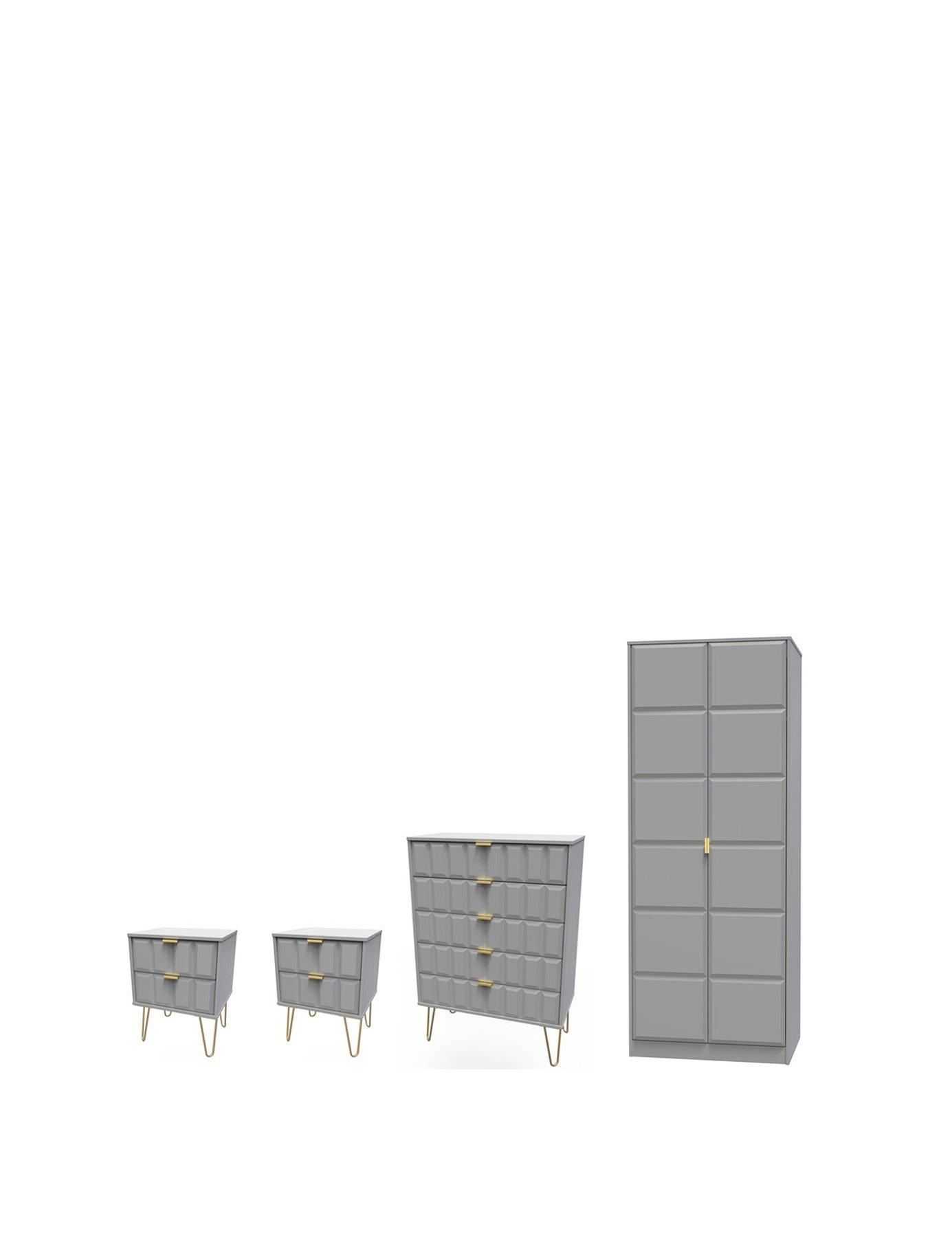 Image 3 of 8 of SWIFT Cube 4&nbsp;Piece Ready Assembled Package - 2 Door Wardrobe,&nbsp;5 Drawer Chest and 2 Bedside Chests&nbsp;- FSC&reg; Certified