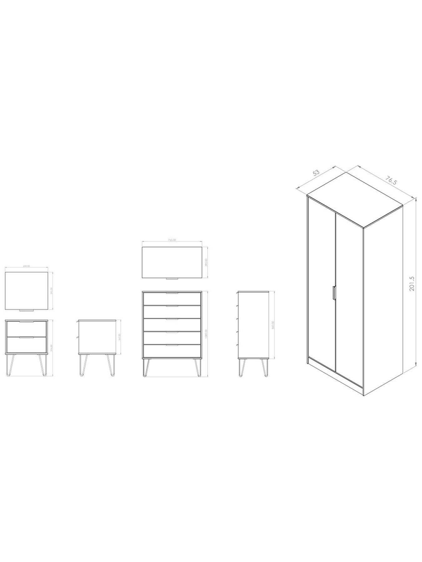 Image 7 of 8 of SWIFT Cube 4&nbsp;Piece Ready Assembled Package - 2 Door Wardrobe,&nbsp;5 Drawer Chest and 2 Bedside Chests&nbsp;- FSC&reg; Certified