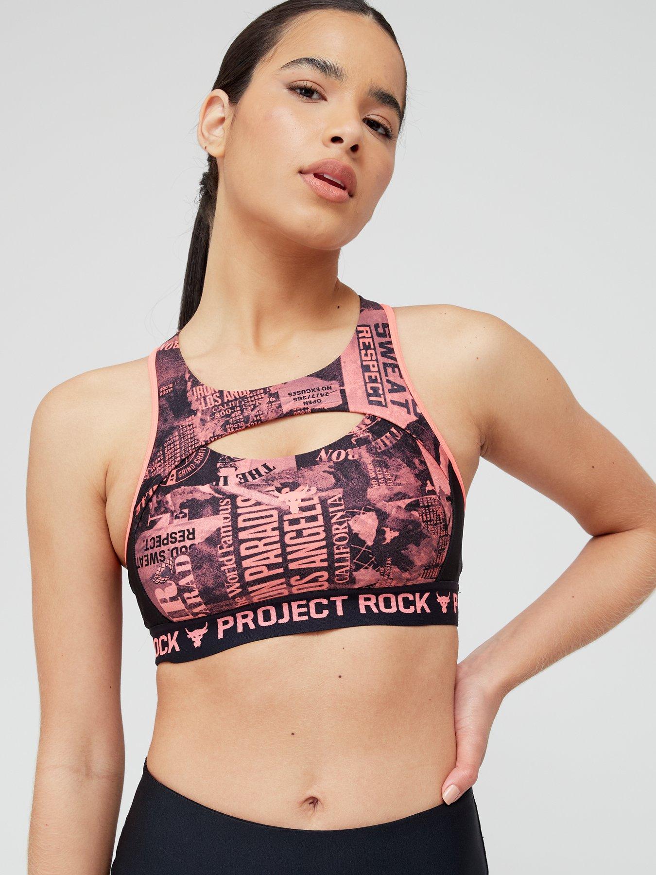 UNDER ARMOUR Project Rock Crossback Print Bra - Black/Print