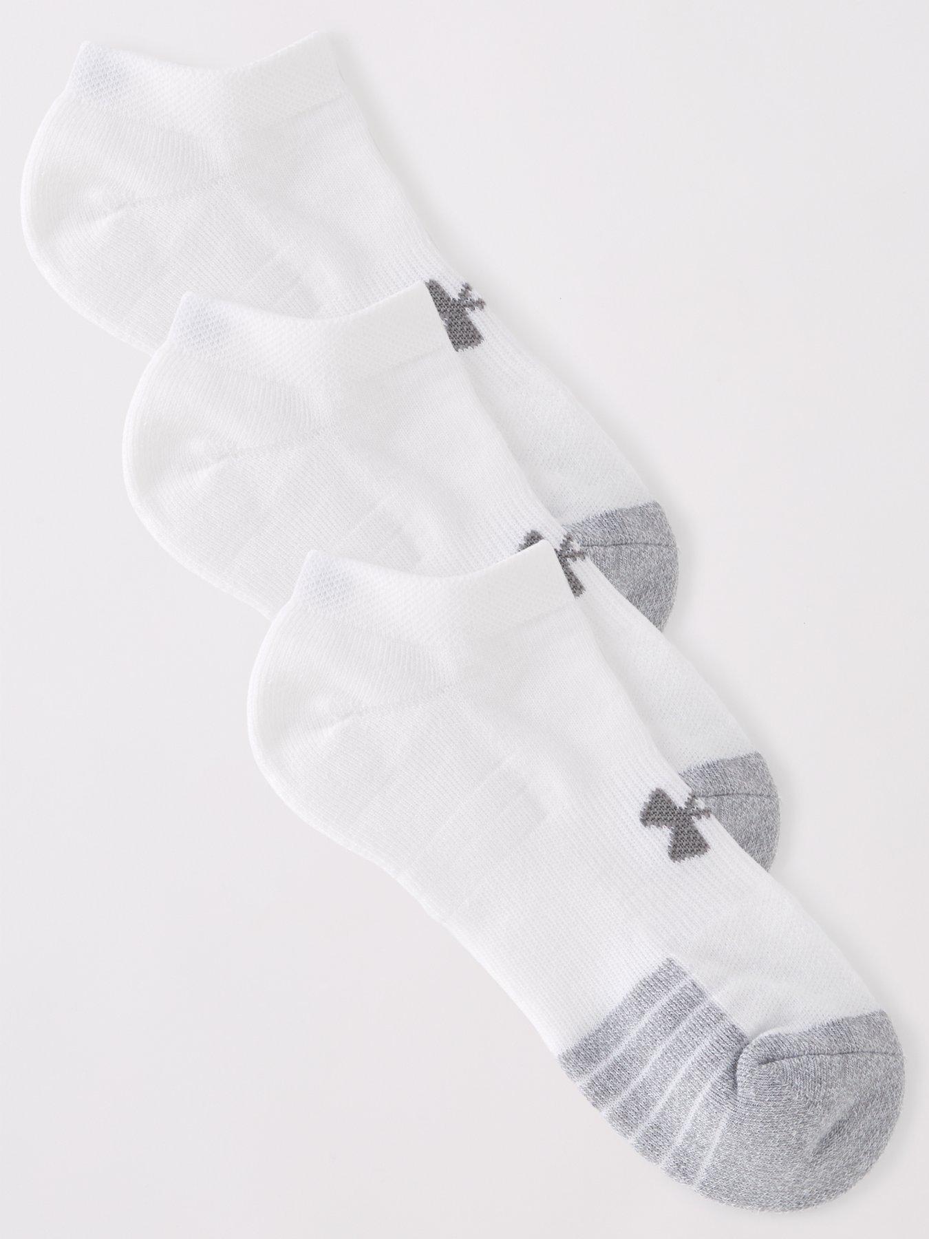 UNDER ARMOUR Heatgear 3Pk No Show Kids Socks Unisex-White