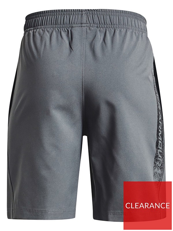 UNDER ARMOUR Youth Woven Graphic Shorts - Grey/Black