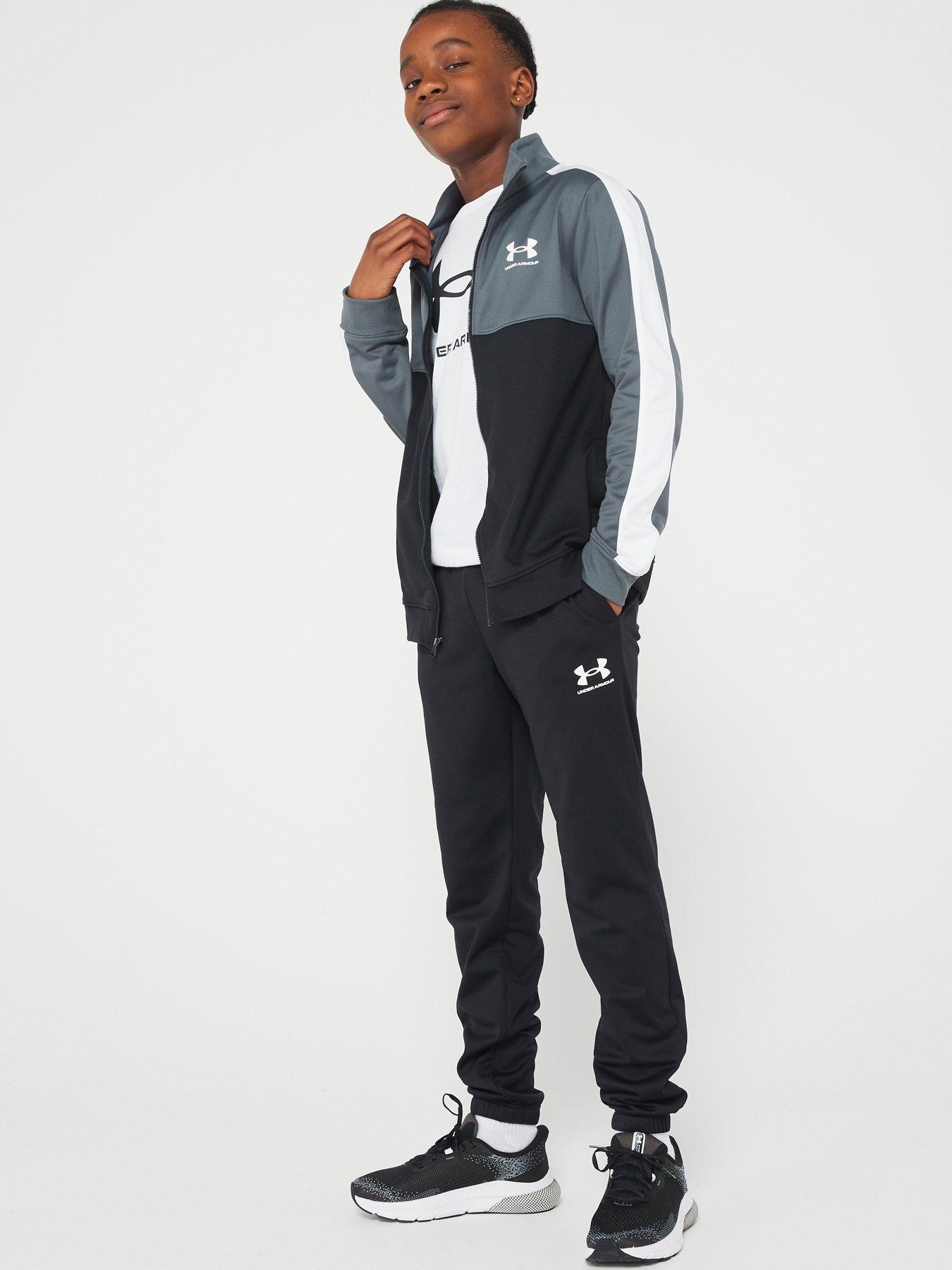 undefined Colour Block Knit Tracksuit Older Boys - Black/Light Grey