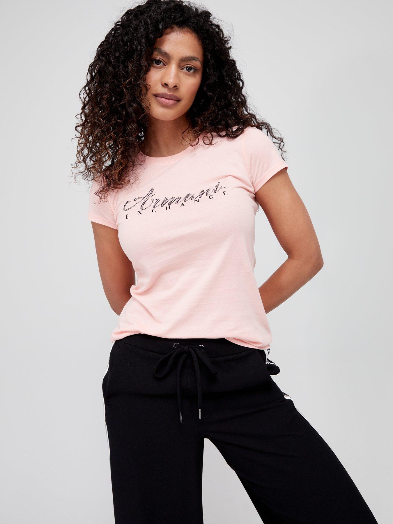 Armani Exchange Script Logo T-shirt - Pink 