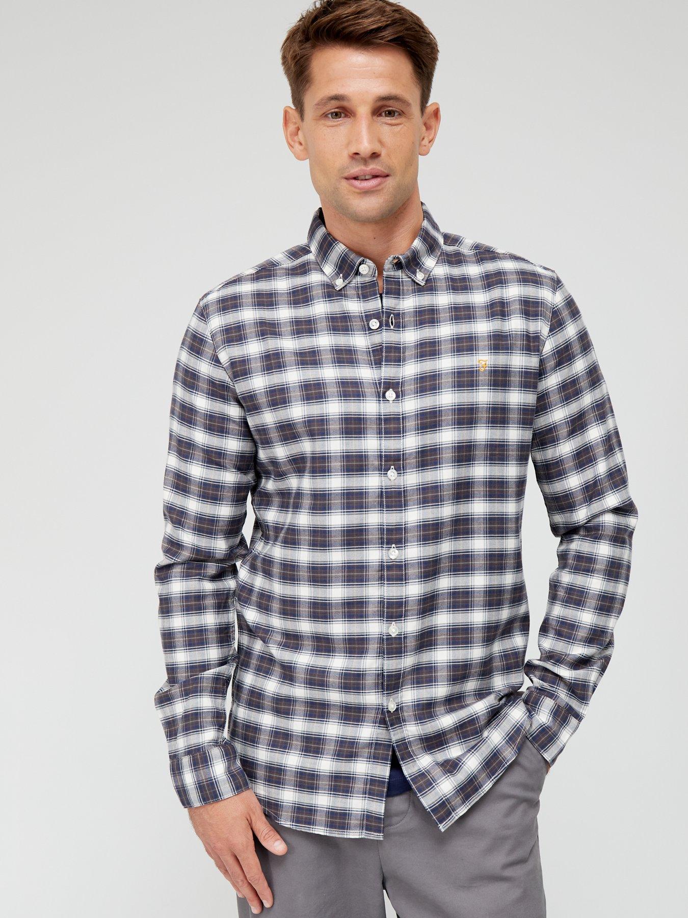 farah-frasernbspbutton-down-checknbspcotton-shirt--nbspcream