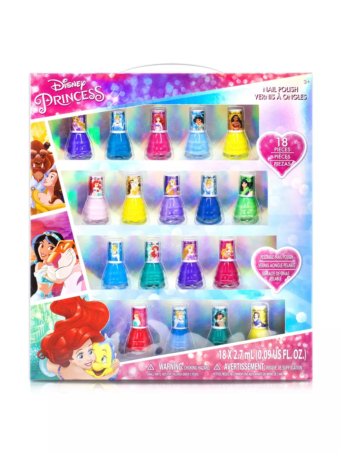 Townley Girl Disney Princess Fashion Purse Set With Nail Polish, Nail File,  Lip Gloss, Lip Stick