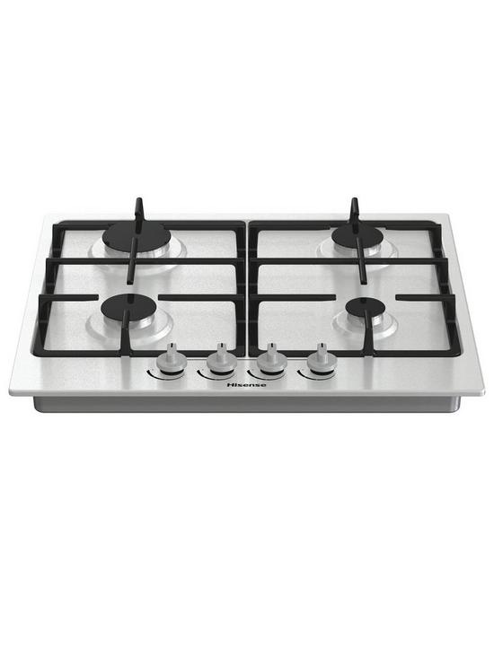 stillFront image of hisense-gm643xf-gas-hob-with-4-cooking-zonesnbsp60cm-widthnbspcast-iron-grillsnbsp--stainless-steel