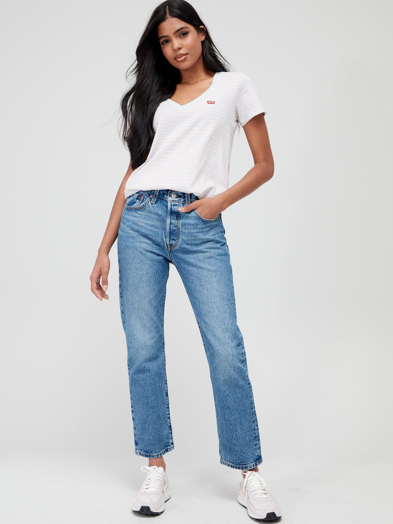 Levi's 501® Crop Straight Leg Jean - Medium Indigo Worn In 