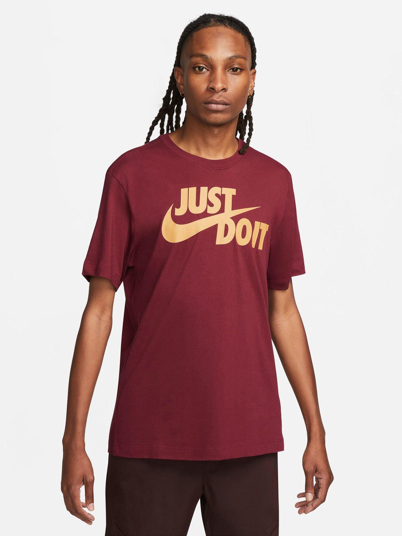 Probleem Wijzer Consulaat Nike NSW Just Do It T-Shirt - Maroon | very.co.uk