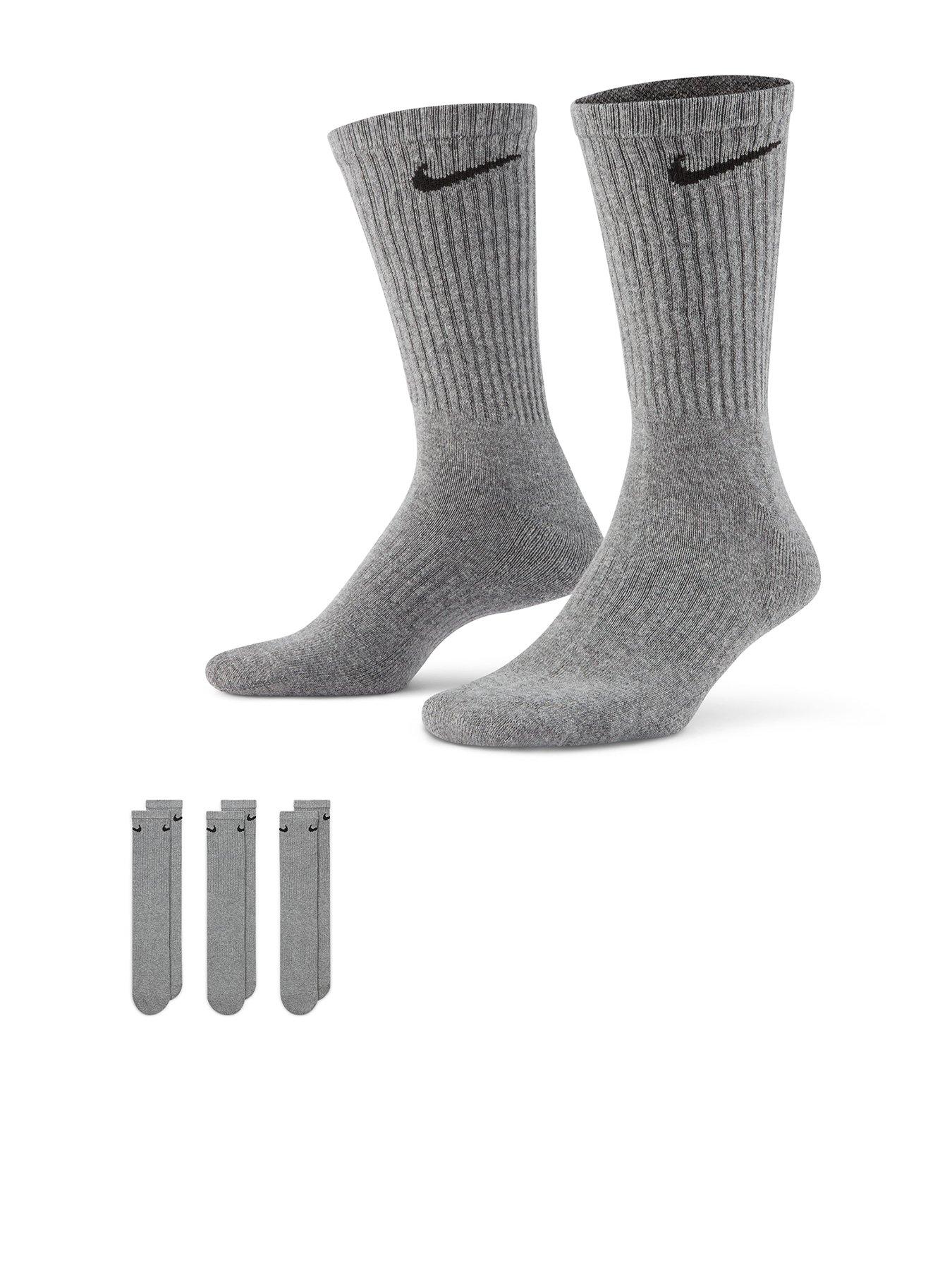 Train Everyday Cushioned Pack of 3 Crew Socks - Grey/Black