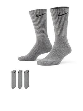 Nike Train Everyday Cushioned Pack Of 3 Crew Socks - Grey/Black