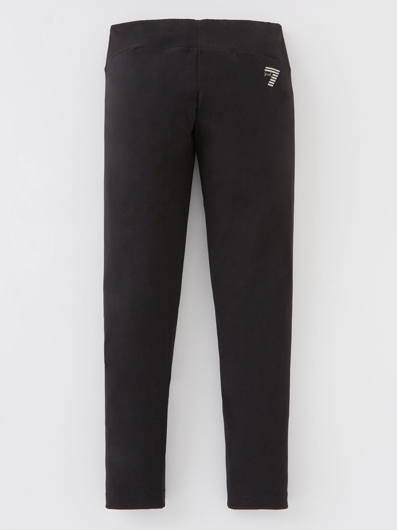 EA7 Emporio Armani Girls Shiny Logo Leggings - Black/Gold