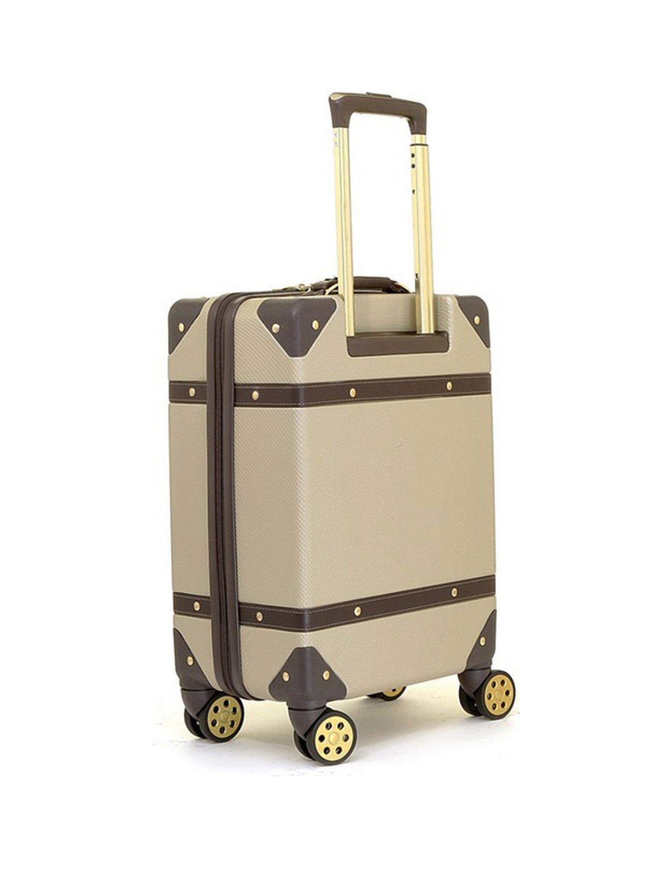 Image 2 of 7 of Rock Luggage Vintage 8 Wheel Retro Style Hardshell Cabin Suitcase - Gold