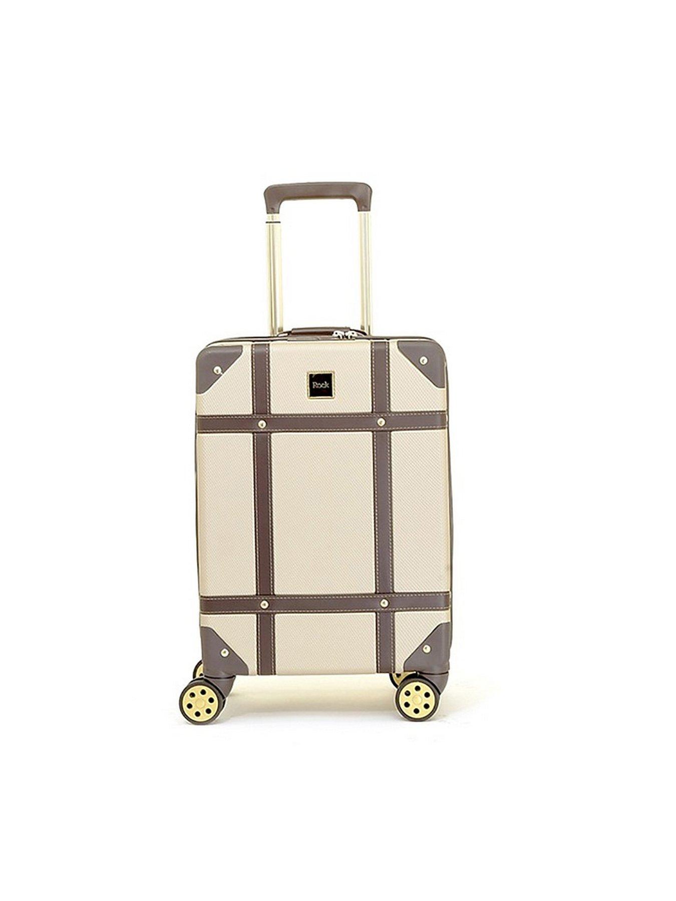 Image 3 of 7 of Rock Luggage Vintage 8 Wheel Retro Style Hardshell Cabin Suitcase - Gold