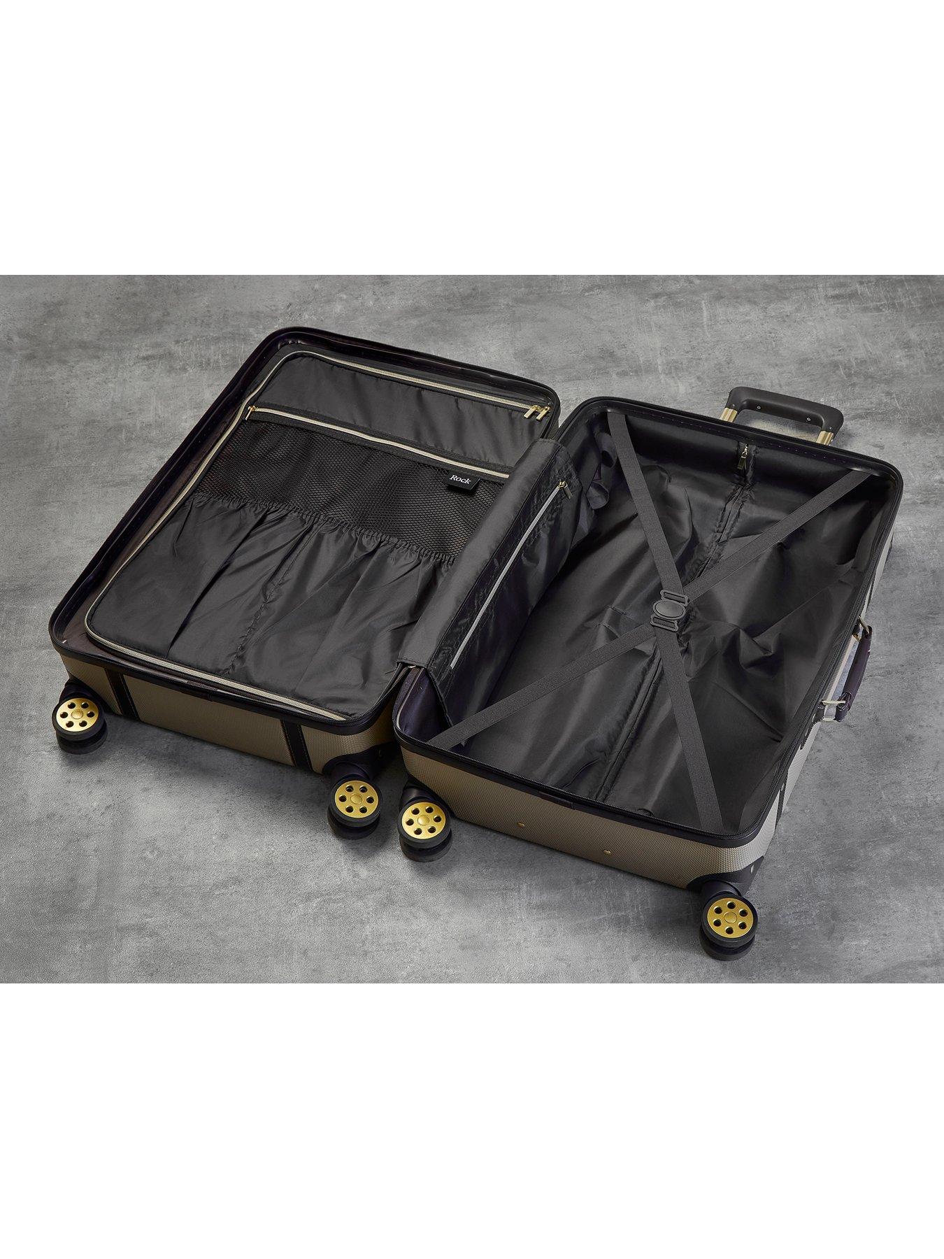 Image 6 of 7 of Rock Luggage Vintage 8 Wheel Retro Style Hardshell Cabin Suitcase - Gold