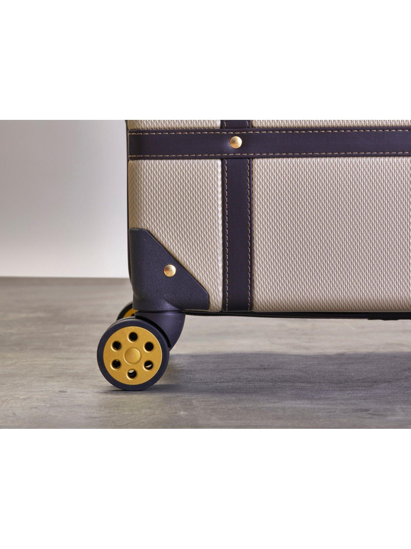 Image 5 of 6 of Rock Luggage Vintage 3 Piece Set Hardshell Retro Style 8 Wheel Spinner - Gold