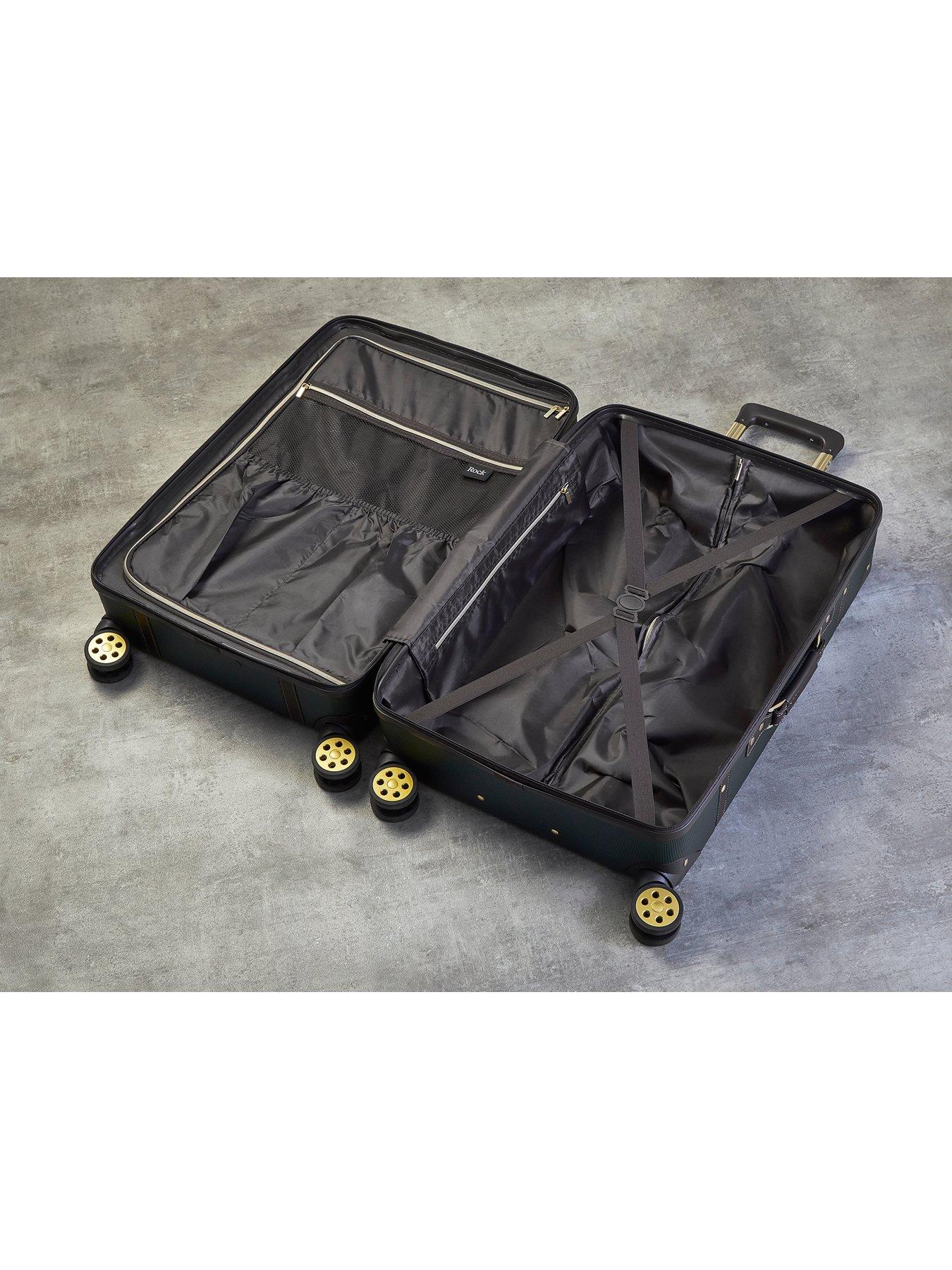 Image 5 of 7 of Rock Luggage Vintage 8 Wheel Retro Style Hardshell Cabin Suitcase - Emerald Green
