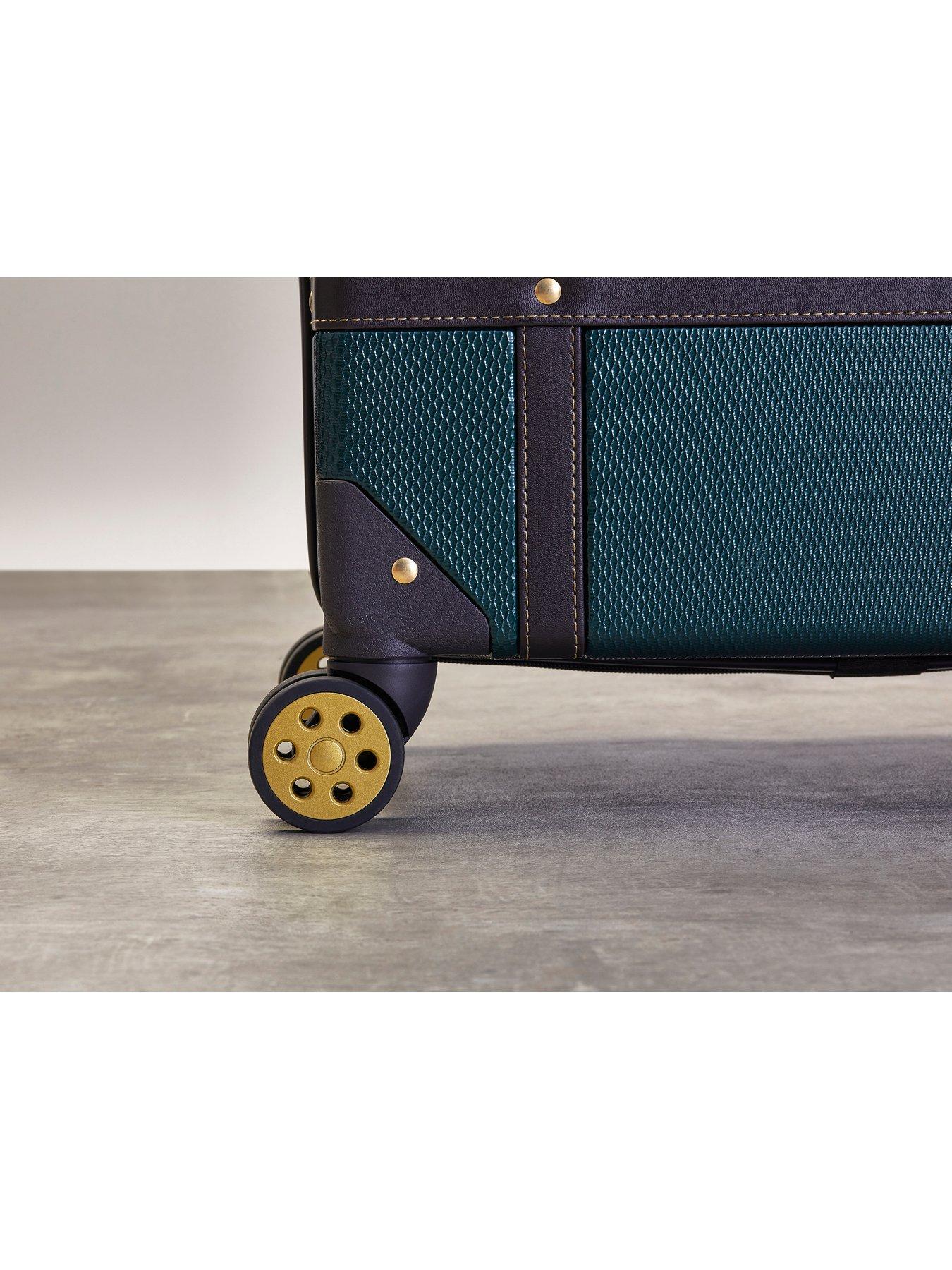 Image 6 of 7 of Rock Luggage Vintage 8 Wheel Retro Style Hardshell Cabin Suitcase - Emerald Green