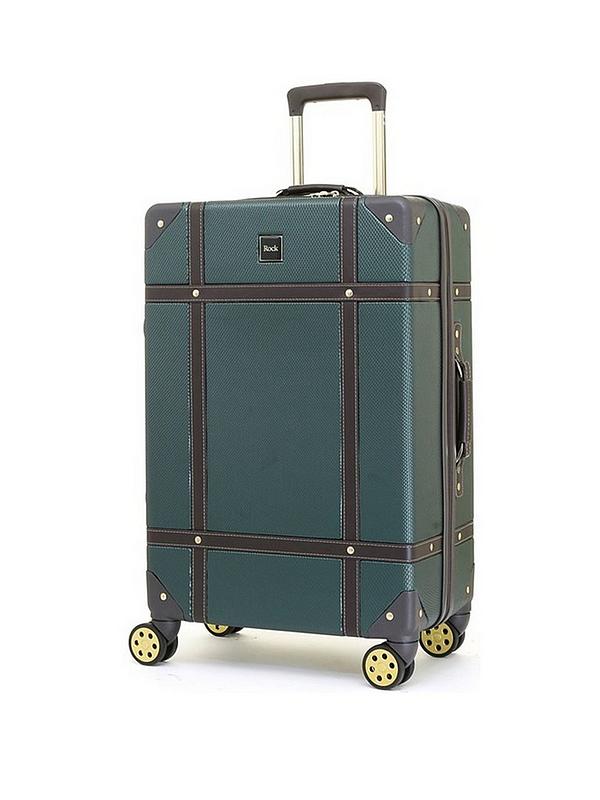 Rock Luggage Vintage Wheel Retro Style Hardshell Medium Suitcase  Emerald Green