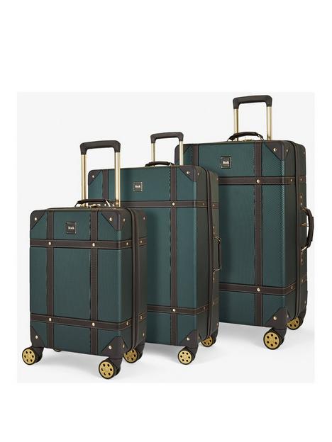 rock-luggage-vintage-3-piece-set-hardshell-retro-style-8-wheel-spinner-emerald-green