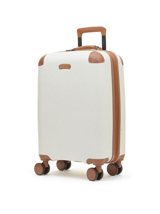 front image of rock-luggage-carnaby-8-wheel-hardshell-cabin-suitcase-cream