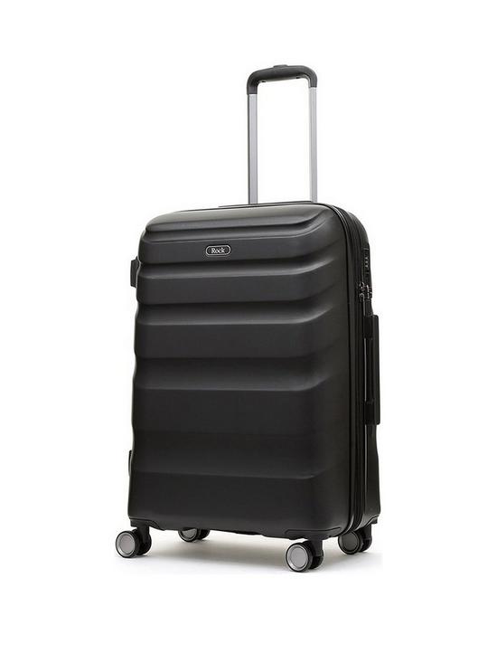 front image of rock-luggage-bali-8-wheel-hardshell-medium-suitcase-black