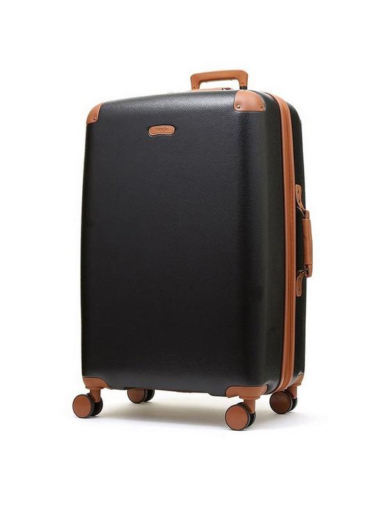front image of rock-luggage-carnaby-8-wheel-hardshell-large-suitcase-black