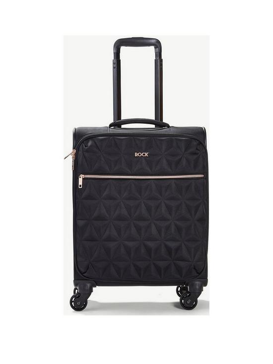 stillFront image of rock-luggage-jewel-4-wheel-soft-cabin-suitcase-black