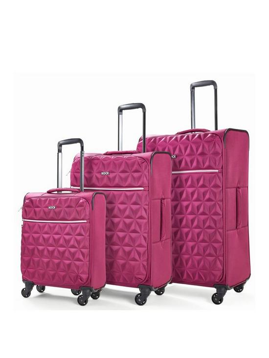 front image of rock-luggage-jewel-3-piece-set-soft-4-wheel-spinner--pink