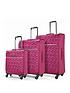  image of rock-luggage-jewel-3-piece-set-soft-4-wheel-spinner--pink