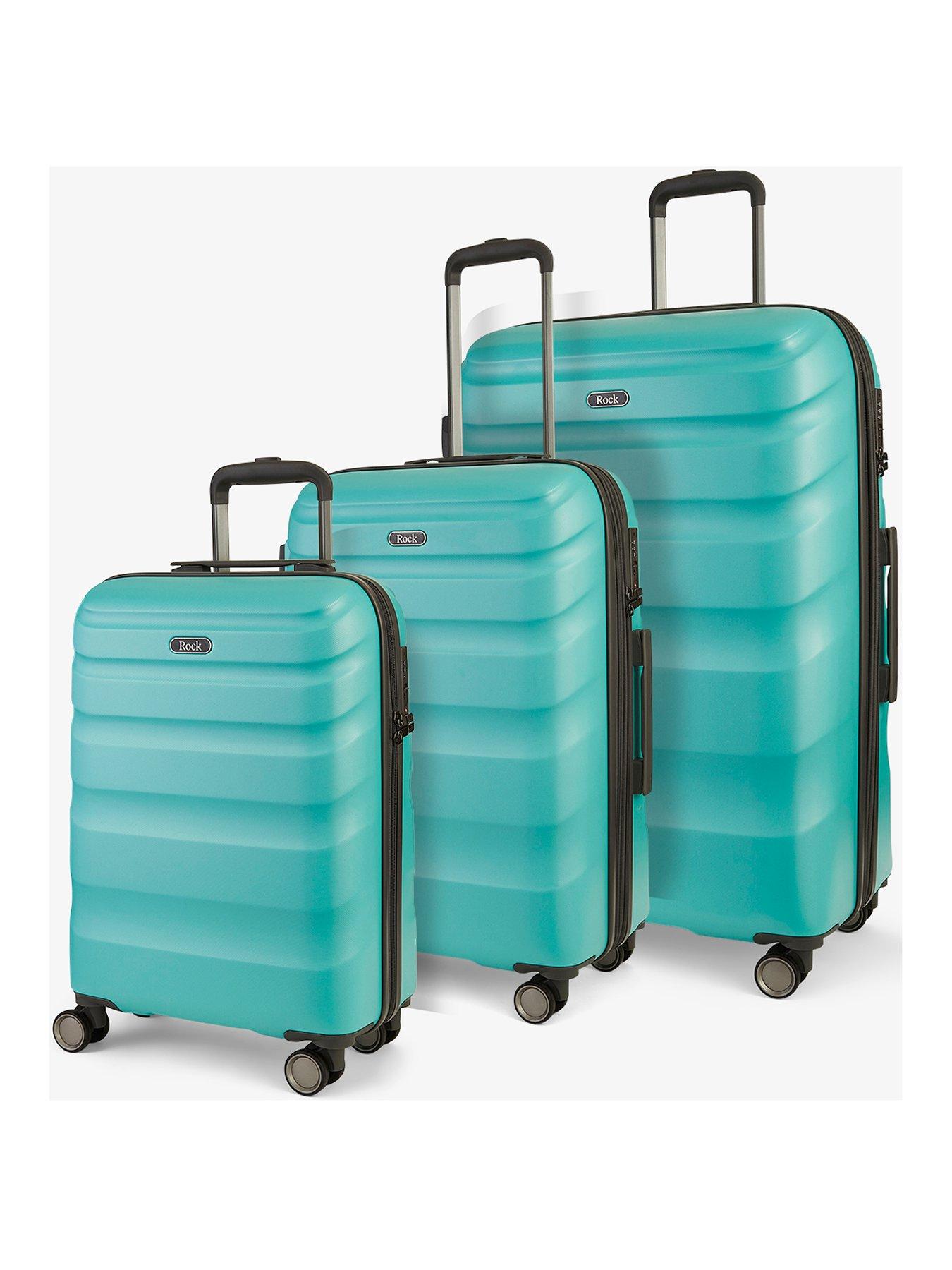 Rock Luggage Bali 3 Piece Set Hardshell 8 Wheel Spinner Turquoise very.co.uk