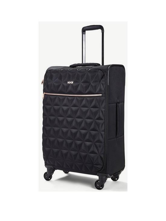 stillFront image of rock-luggage-jewel-3-piece-set-soft-4-wheel-spinner-black