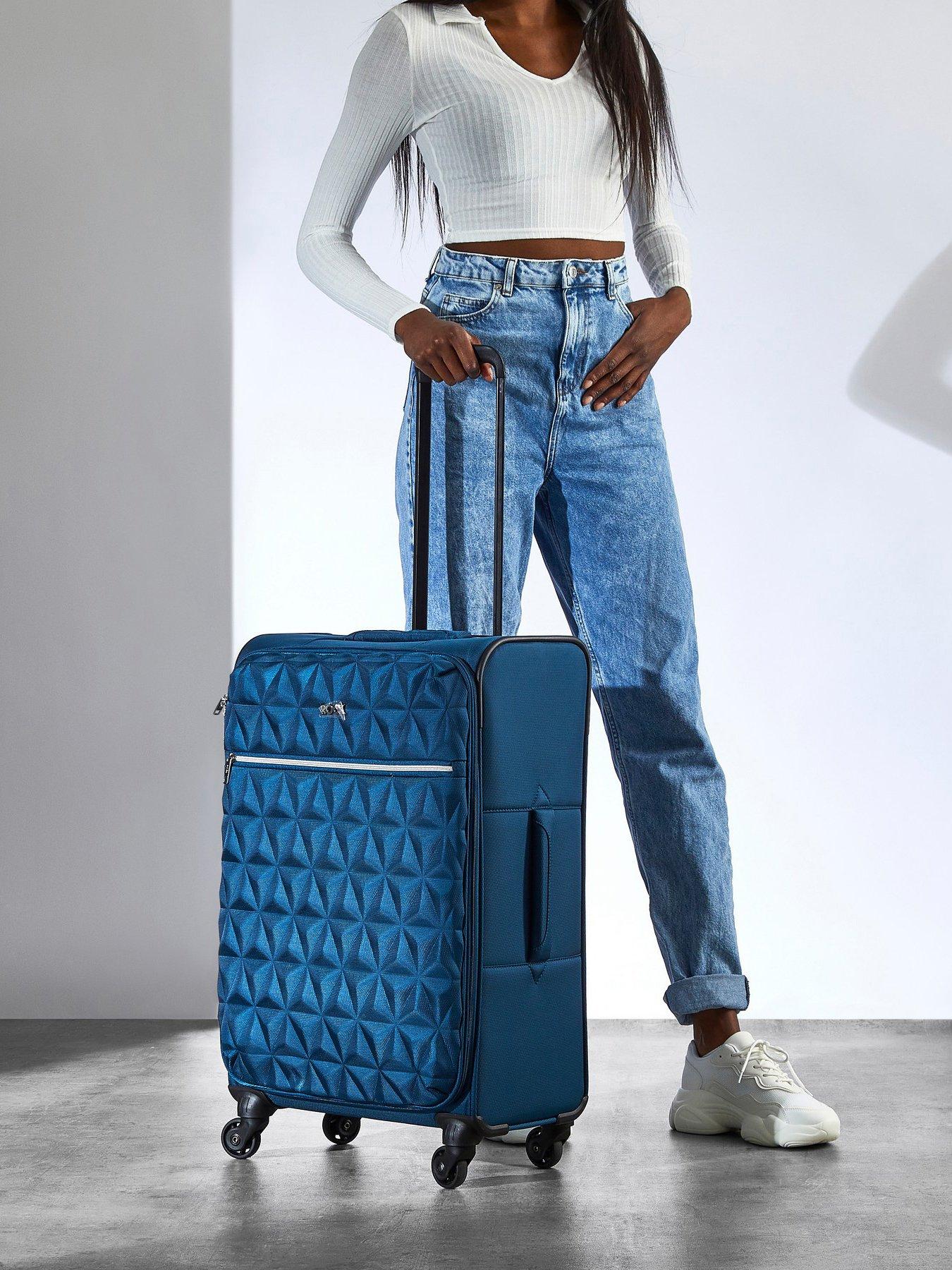 Image 3 of 6 of Rock Luggage Jewel 4 Wheel Soft Medium Suitcase - Blue
