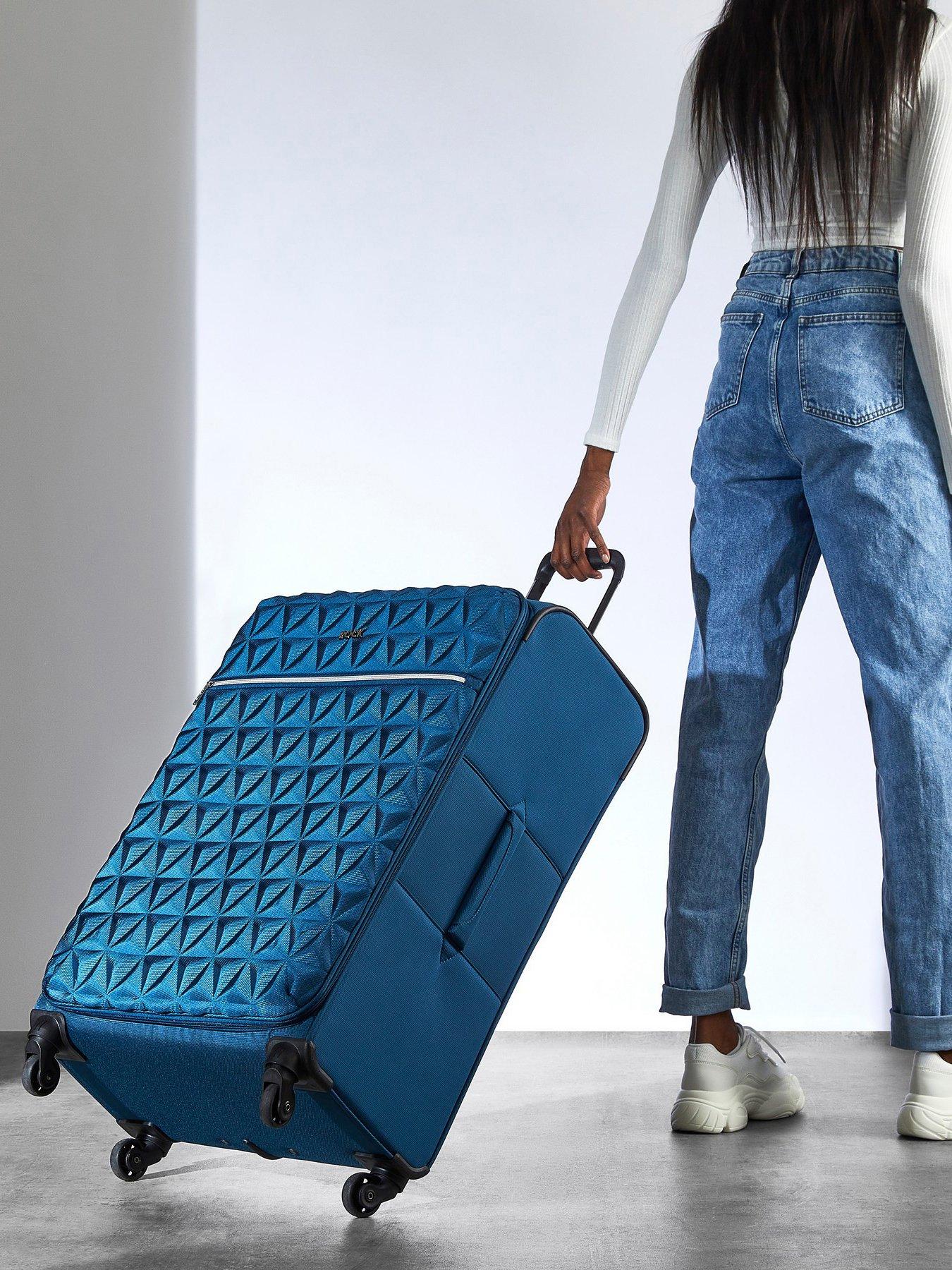 Image 3 of 6 of Rock Luggage Jewel 4 Wheel Soft Large Suitcase - Blue