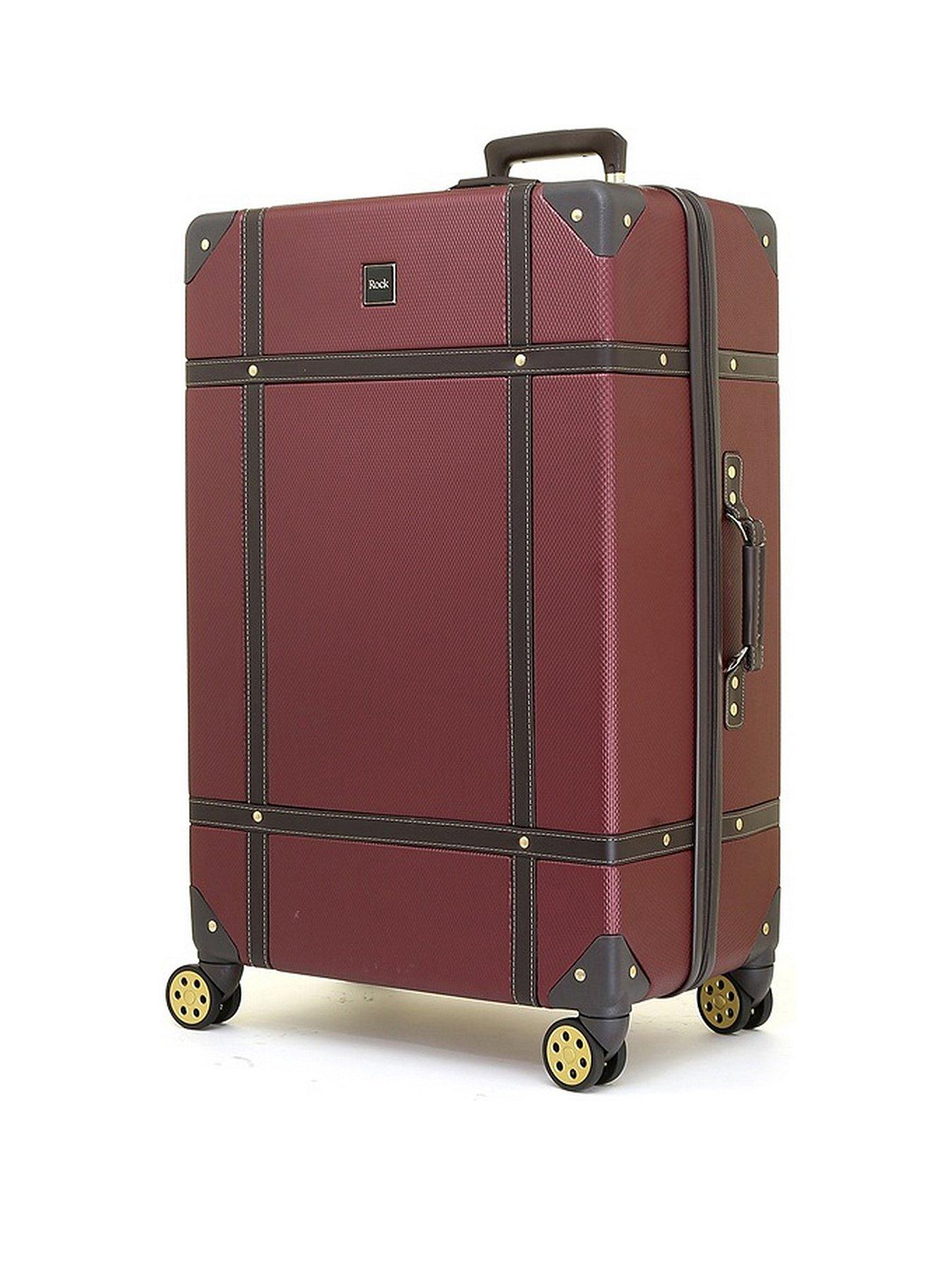 Rock Luggage Vintage 8 Wheel Retro Style Hardshell Large Suitcase -  Burgundy