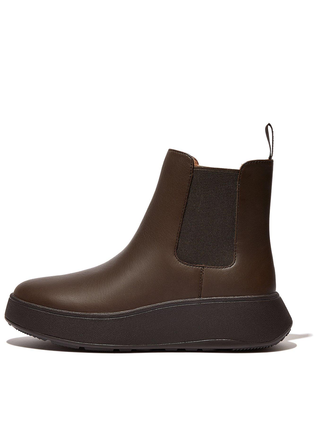 FitFlop F-mode Leather Flatform Chelsea Boots | very.co.uk