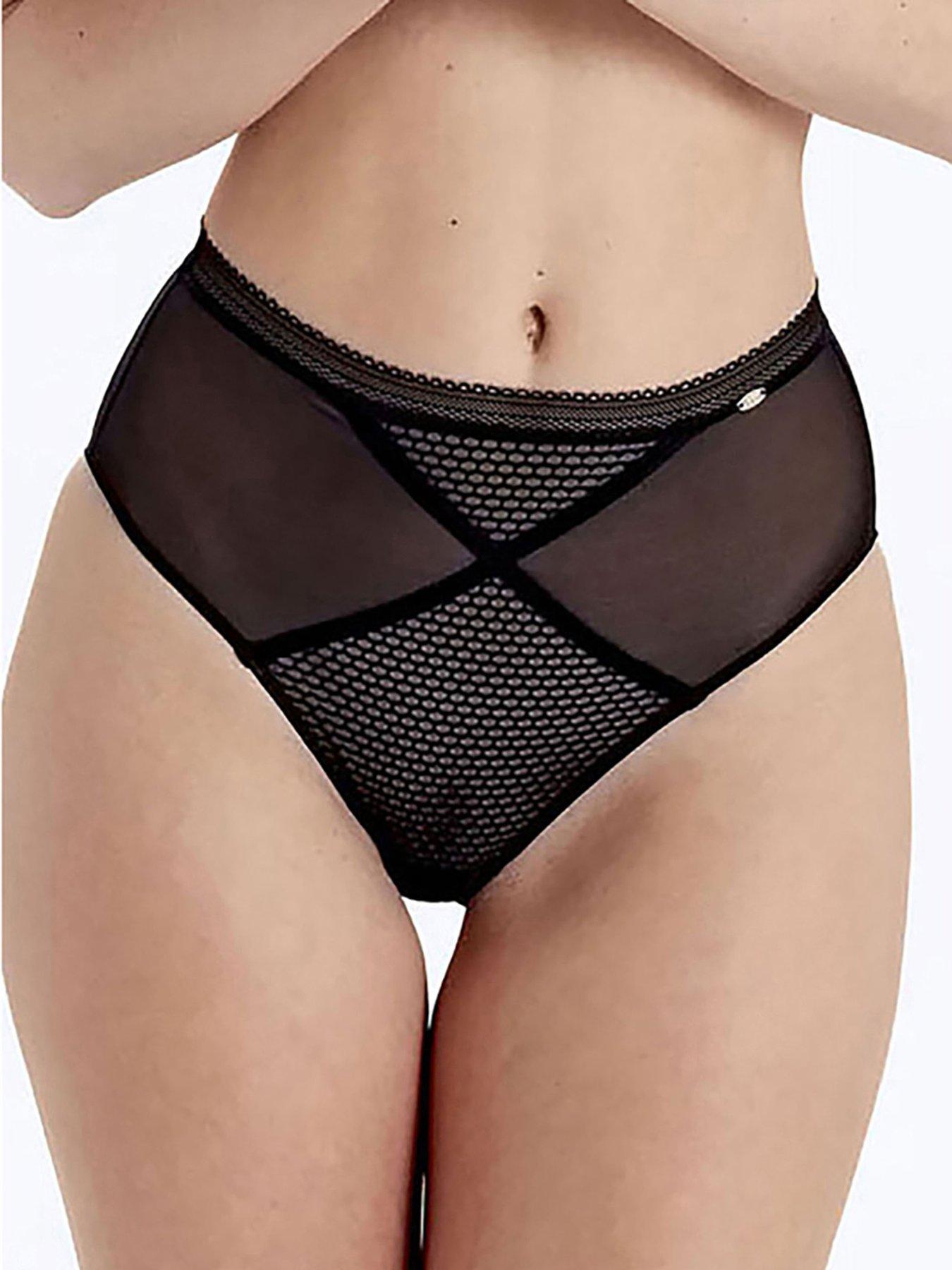 undefined Diamond Mesh High Waisted Brief - Black