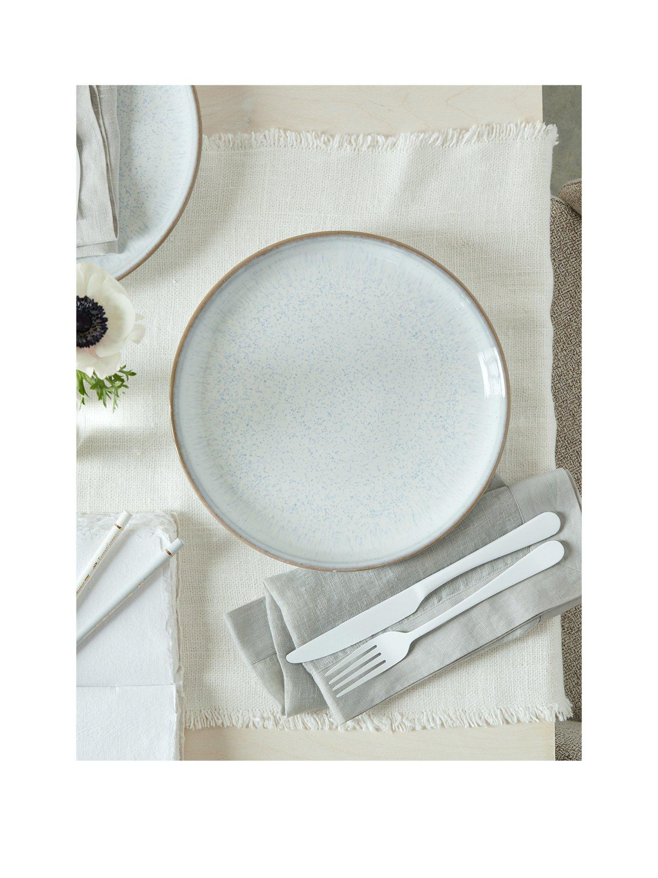 undefined White Speckle Set Of 4 Coupe Dinner Plates