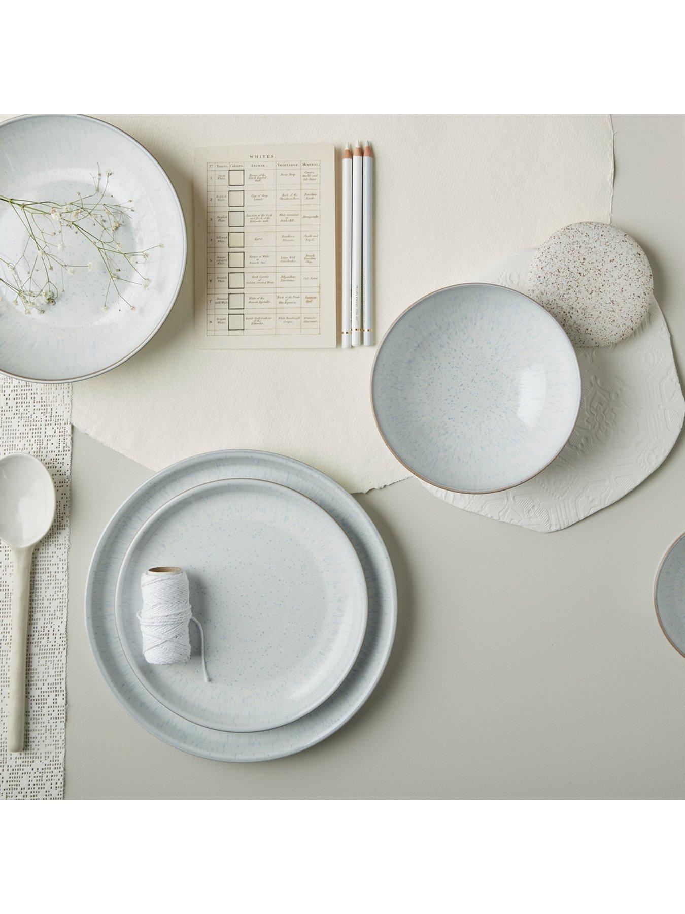 Denby White Speckle Set of Coupe Medium Plates Very