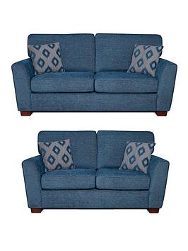 Product photograph of Very Home Hopton Fabric 3 Seater 2 Seater Sofa Set - Navy Buy And Save from very.co.uk