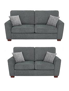 Product photograph of Very Home Hopton Fabric 3 Seater 2 Seater Sofa Set - Grey Buy And Save from very.co.uk
