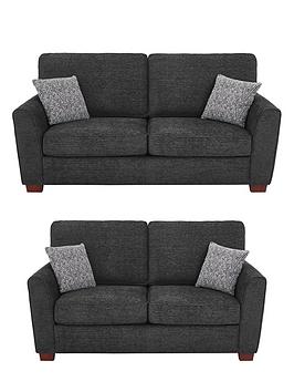Product photograph of Very Home Hopton Fabric 3 Seater 2 Seater Sofa Set - Charcoal Buy And Save from very.co.uk