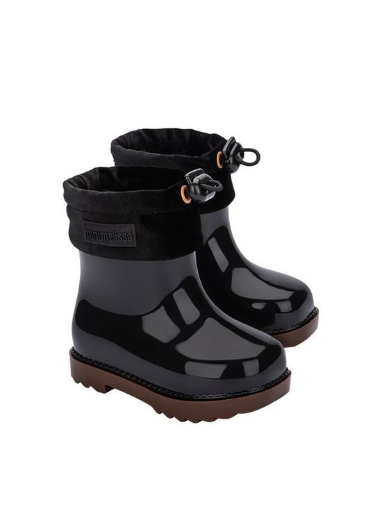 Melissa Mini Corduroy Trim Rain Boots - Black | very.co.uk