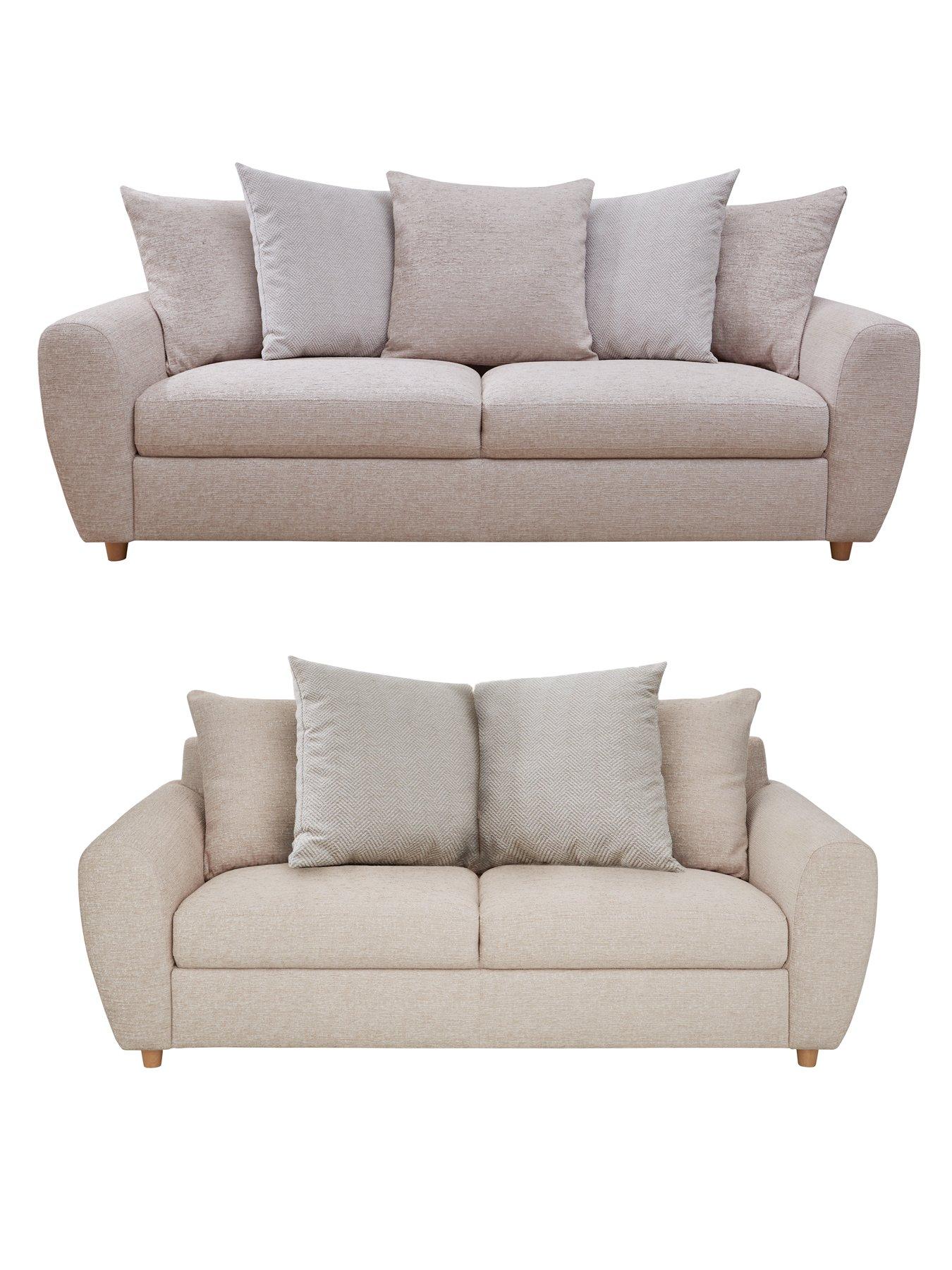Product photograph of Very Home Odeon 3 Seater 2 Seater Fabric Sofa Set Buy And Save - Natural Check from very.co.uk