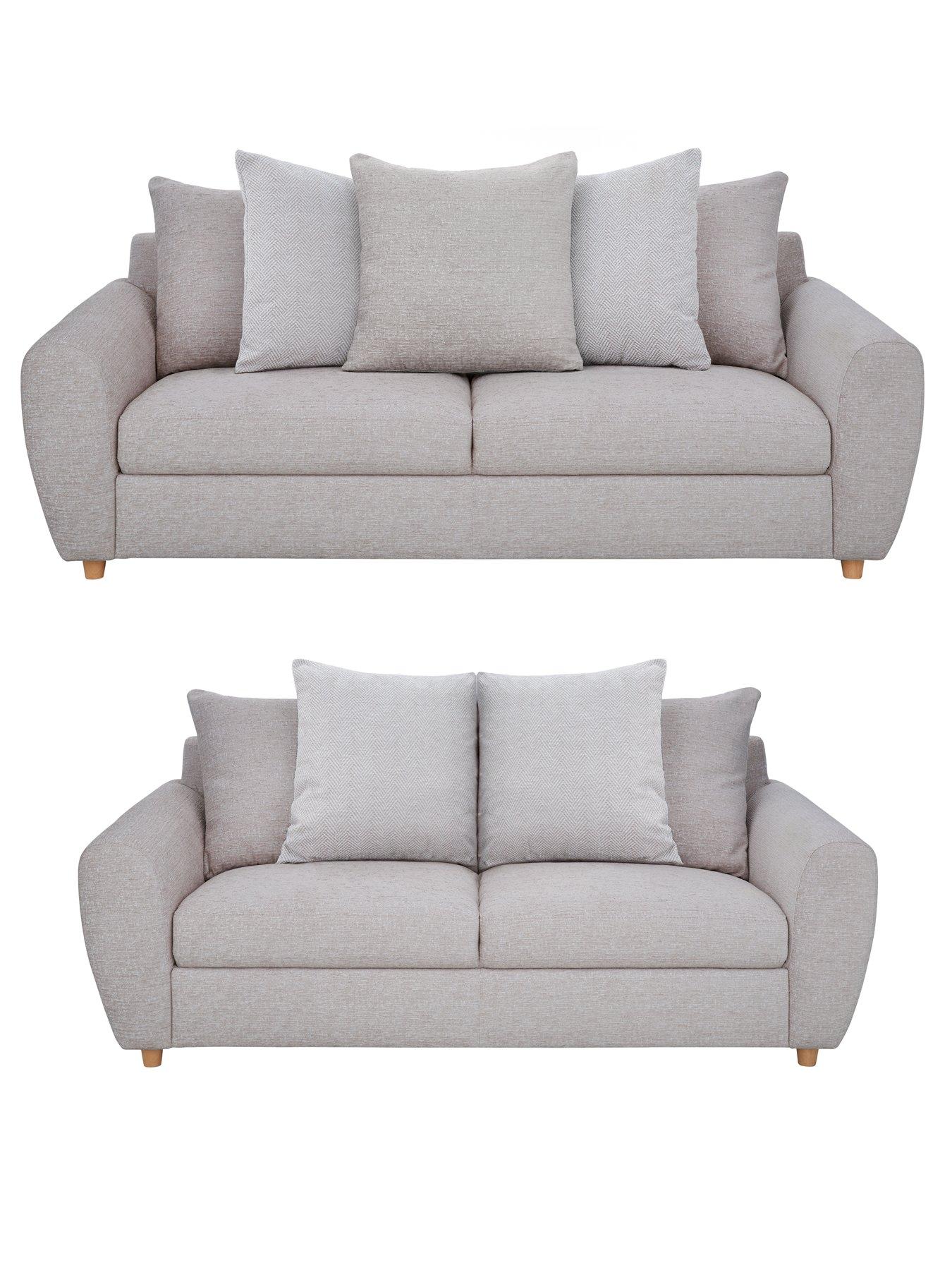 Product photograph of Very Home Odeon 3 Seater 2 Seater Fabric Sofa Set Buy And Save - Grey Herringbone from very.co.uk