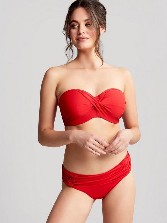 front image of panache-anya-twist-bandeau-bikini-top-red