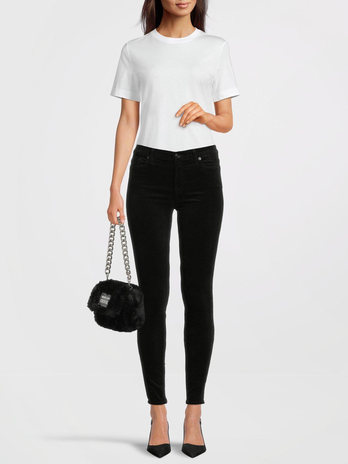 7 FOR ALL MANKIND High Waisted Skinny Velvet Jeans - Black