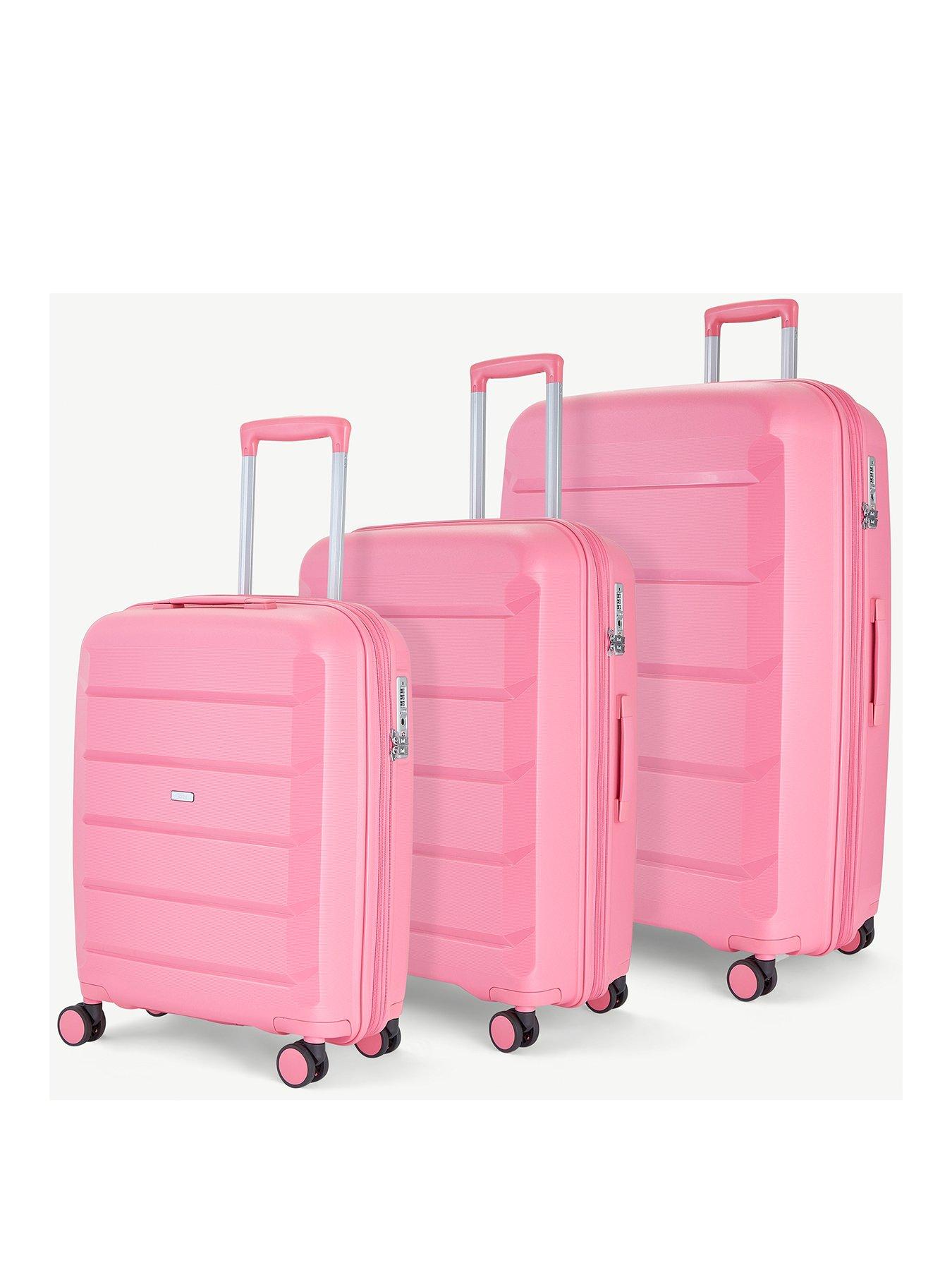 Pink 3 piece luggage set on sale