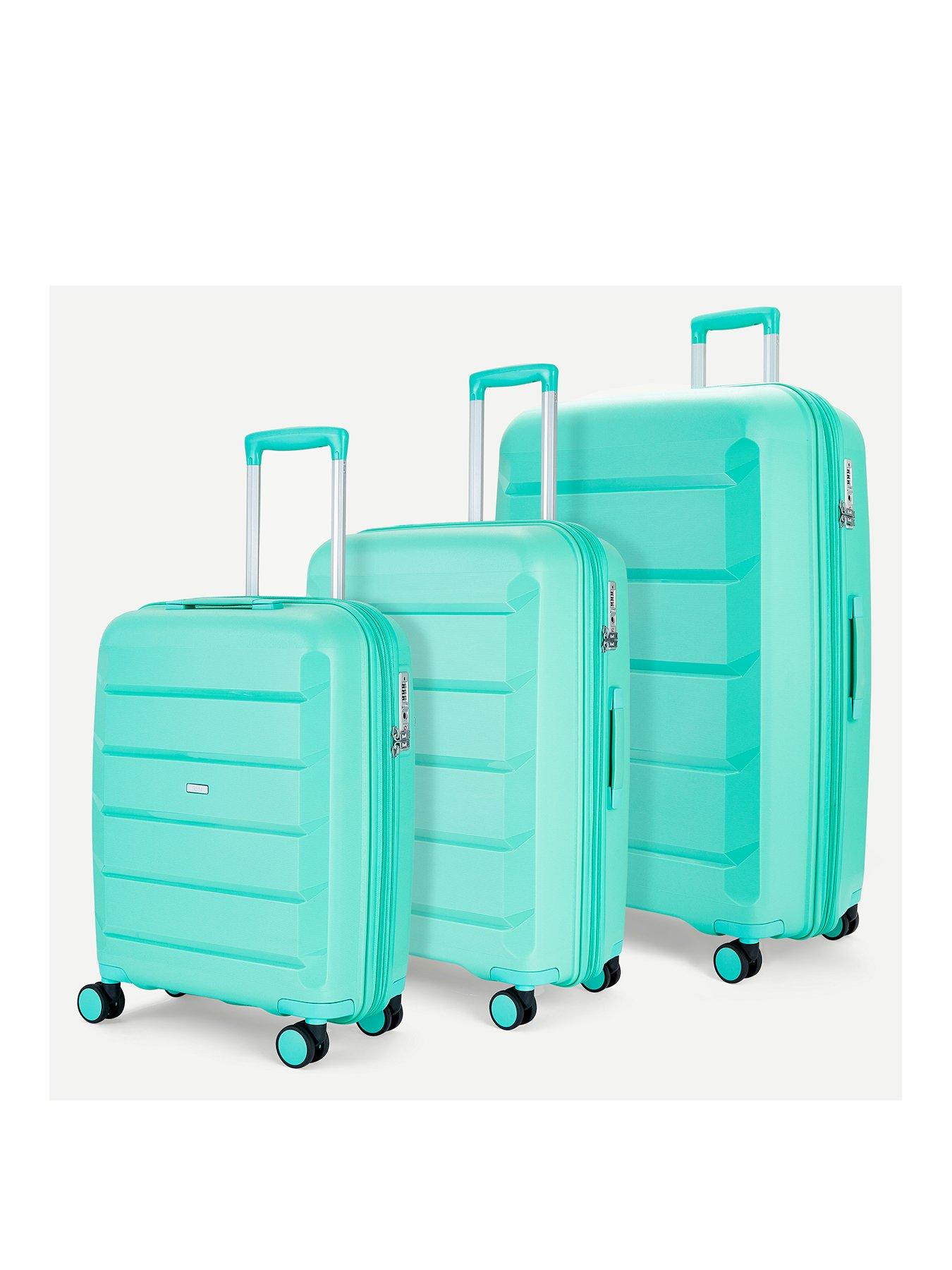 Image 1 of 7 of Rock Luggage Tulum 3 Piece Set Hardshell 8 Wheel Spinner - Turquoise