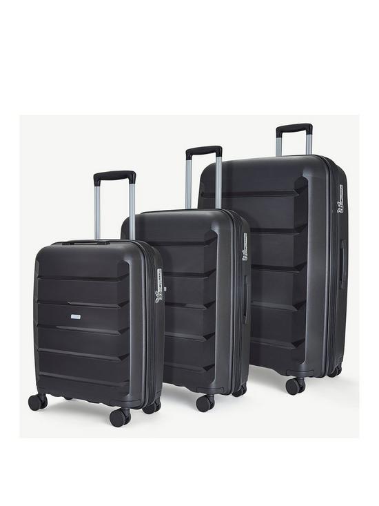 front image of rock-luggage-tulum-3-piece-set-hardshell-8-wheel-spinner-black